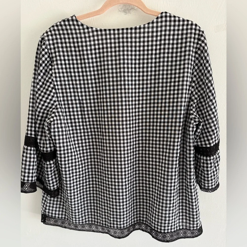 Chico's Black and White Gingham Women's Top - Picture 6 of 10